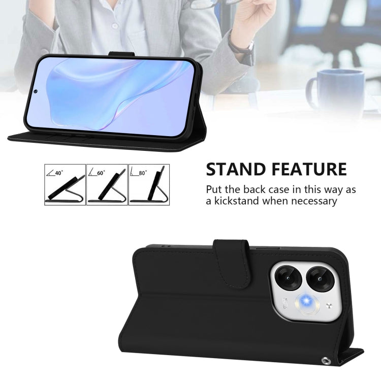 For itel A80 4G Skin Feel Solid Color Leather Phone Case with Lanyard