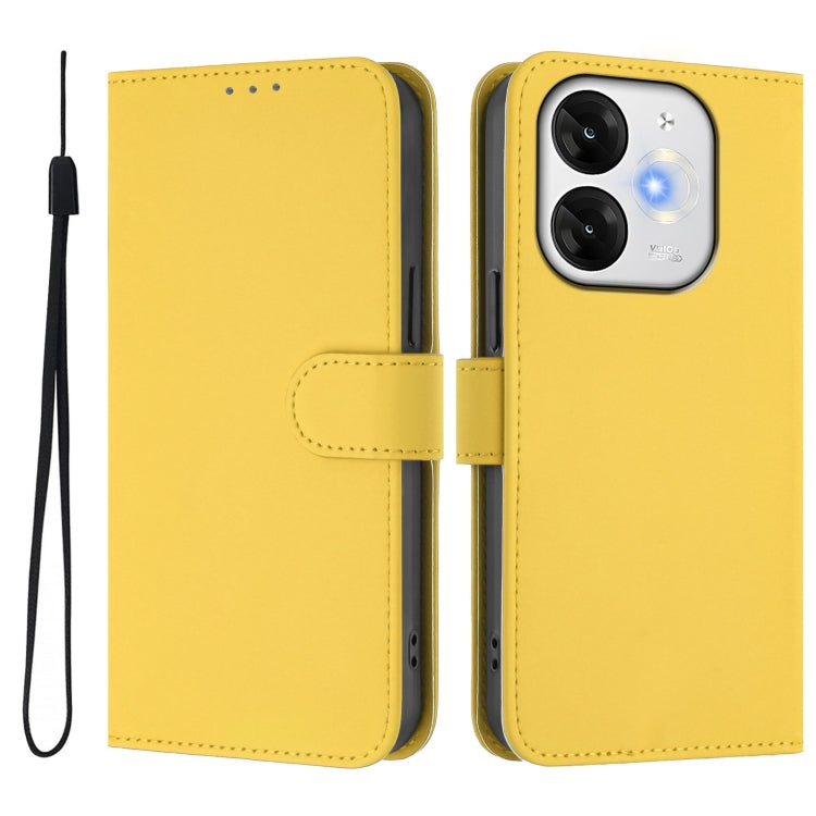 For itel A80 4G Skin Feel Solid Color Leather Phone Case with Lanyard