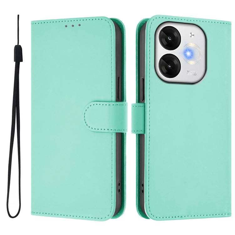 For itel A80 4G Skin Feel Solid Color Leather Phone Case with Lanyard
