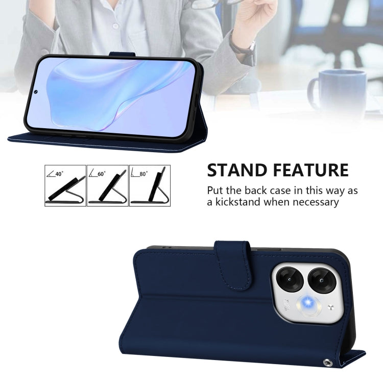 For itel A80 4G Skin Feel Solid Color Leather Phone Case with Lanyard