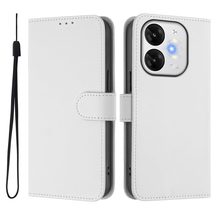 For itel A80 4G Skin Feel Solid Color Leather Phone Case with Lanyard