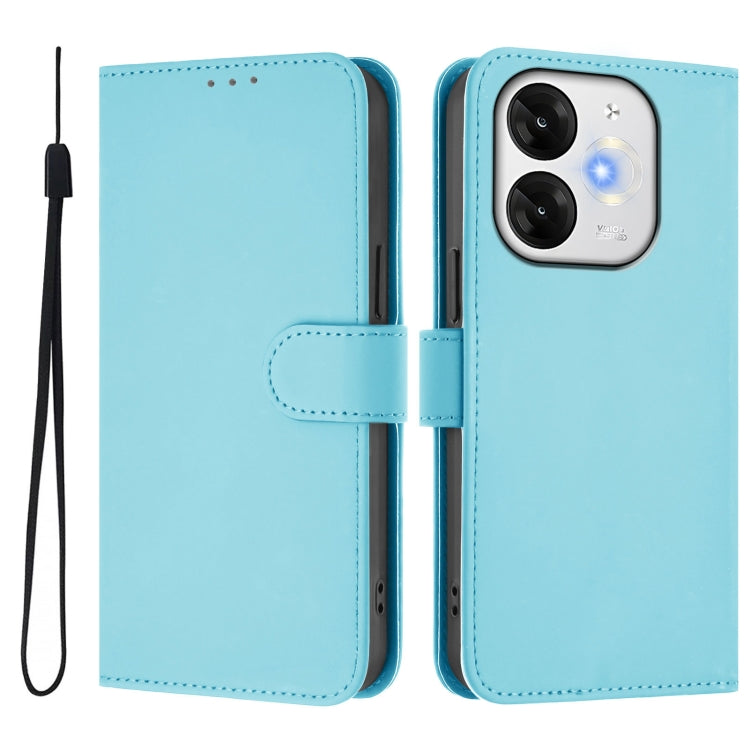 For itel A80 4G Skin Feel Solid Color Leather Phone Case with Lanyard
