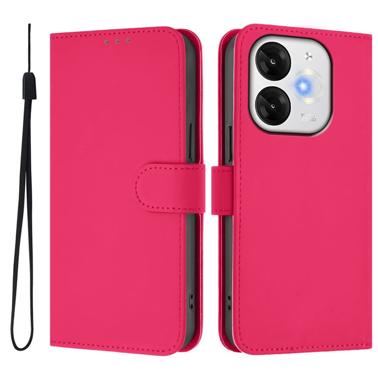 For itel A80 4G Skin Feel Solid Color Leather Phone Case with Lanyard