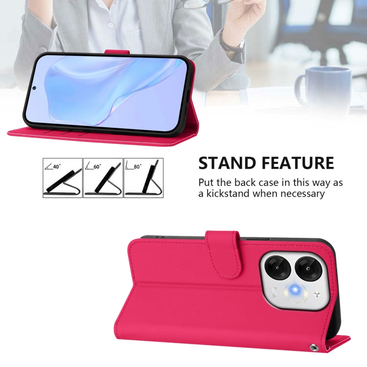 For itel A80 4G Skin Feel Solid Color Leather Phone Case with Lanyard