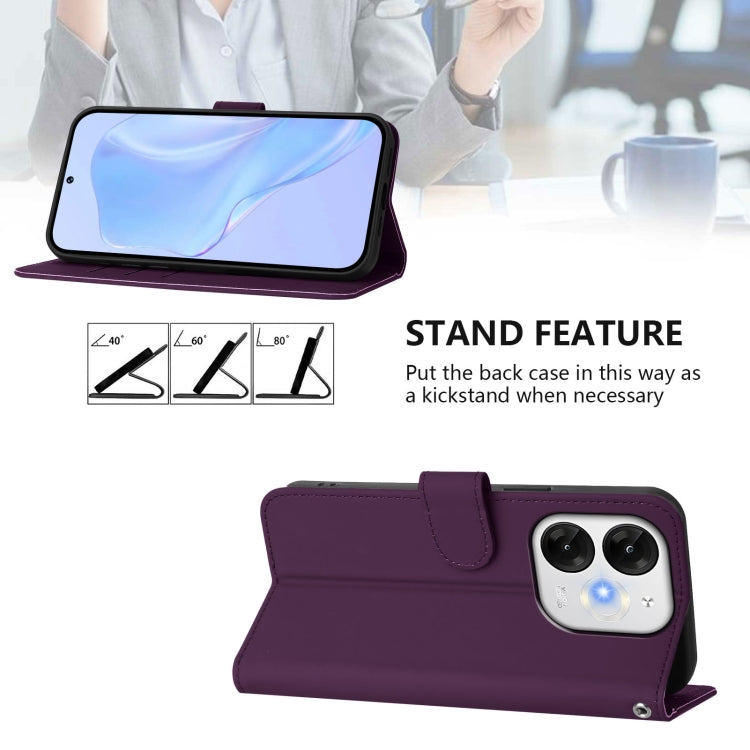 For itel A80 4G Skin Feel Solid Color Leather Phone Case with Lanyard