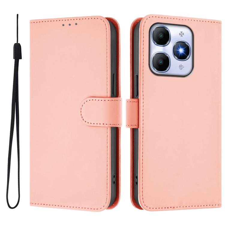 For itel A90 4G Skin Feel Solid Color Leather Phone Case with Lanyard