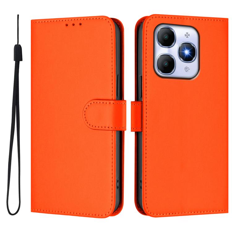 For itel A90 4G Skin Feel Solid Color Leather Phone Case with Lanyard