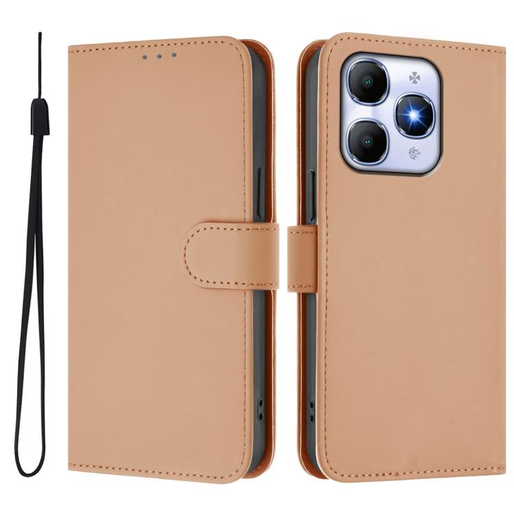 For itel A90 4G Skin Feel Solid Color Leather Phone Case with Lanyard