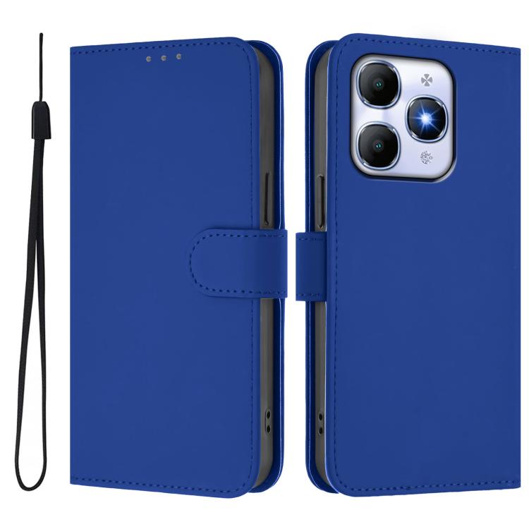 For itel A90 4G Skin Feel Solid Color Leather Phone Case with Lanyard