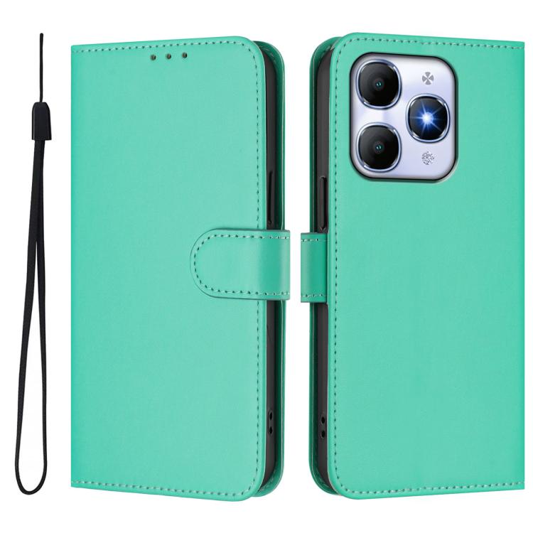 For itel A90 4G Skin Feel Solid Color Leather Phone Case with Lanyard