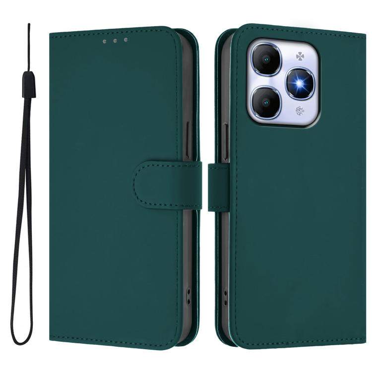 For itel A90 4G Skin Feel Solid Color Leather Phone Case with Lanyard