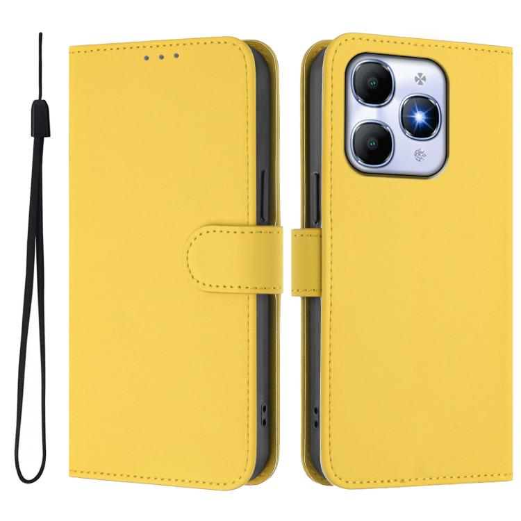 For itel A90 4G Skin Feel Solid Color Leather Phone Case with Lanyard