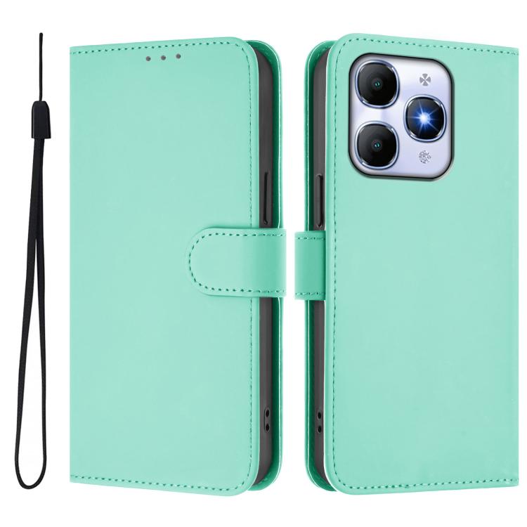 For itel A90 4G Skin Feel Solid Color Leather Phone Case with Lanyard