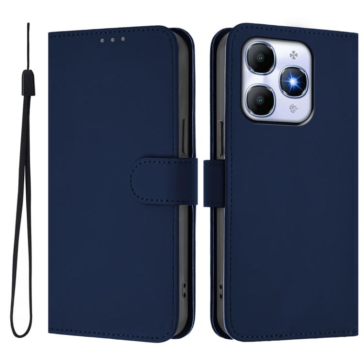 For itel A90 4G Skin Feel Solid Color Leather Phone Case with Lanyard