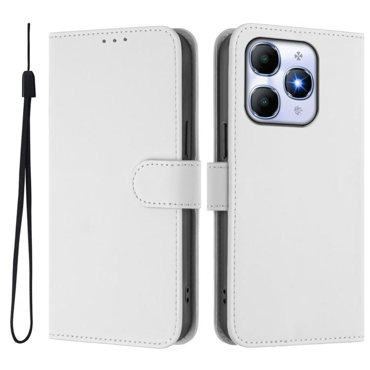 For itel A90 4G Skin Feel Solid Color Leather Phone Case with Lanyard