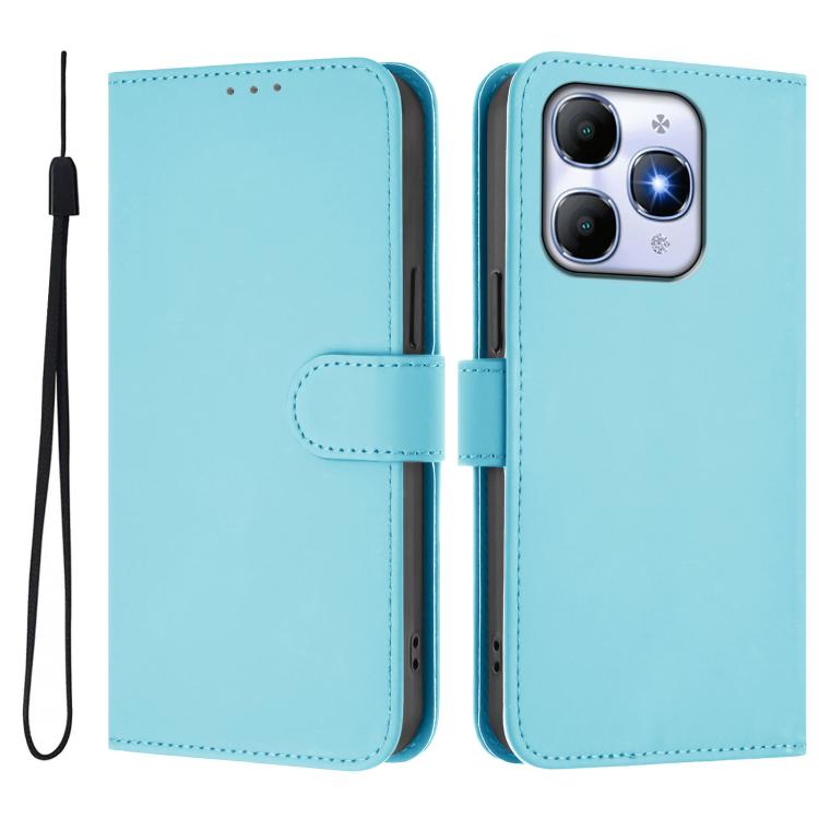 For itel A90 4G Skin Feel Solid Color Leather Phone Case with Lanyard