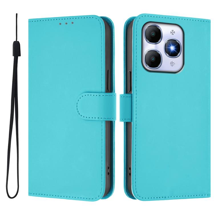For itel A90 4G Skin Feel Solid Color Leather Phone Case with Lanyard