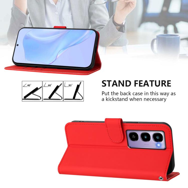For itel City 100 Skin Feel Solid Color Leather Phone Case with Lanyard