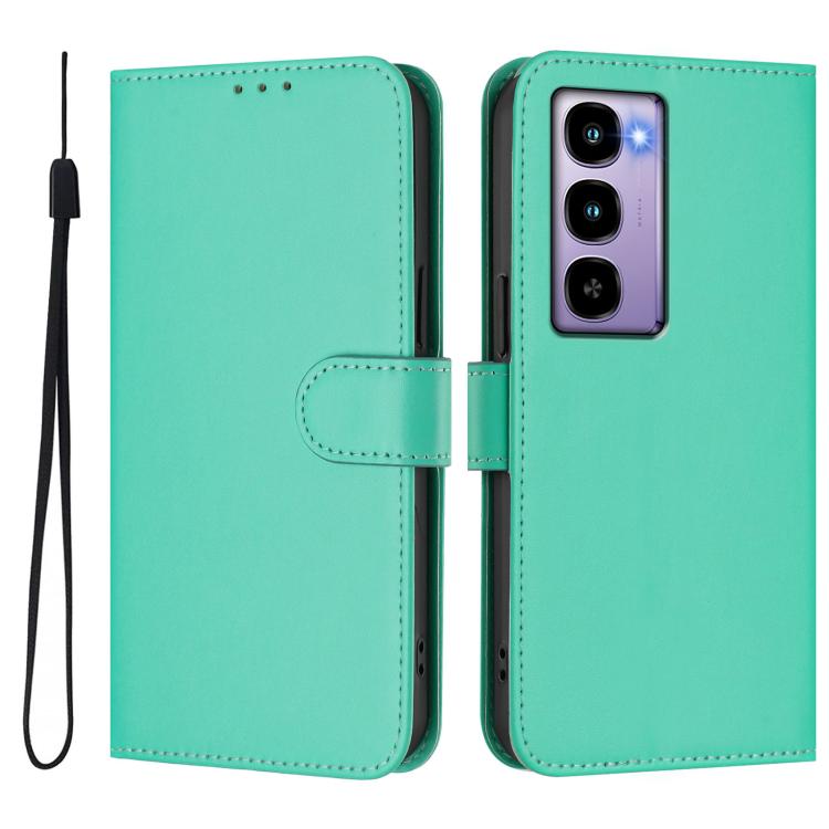 For itel City 100 Skin Feel Solid Color Leather Phone Case with Lanyard