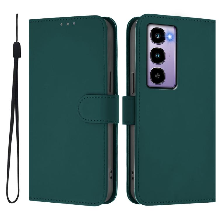 For itel City 100 Skin Feel Solid Color Leather Phone Case with Lanyard
