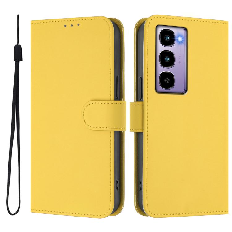 For itel City 100 Skin Feel Solid Color Leather Phone Case with Lanyard