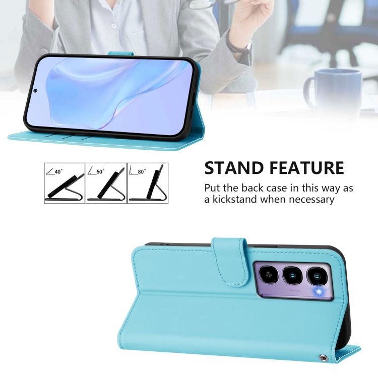 For itel City 100 Skin Feel Solid Color Leather Phone Case with Lanyard