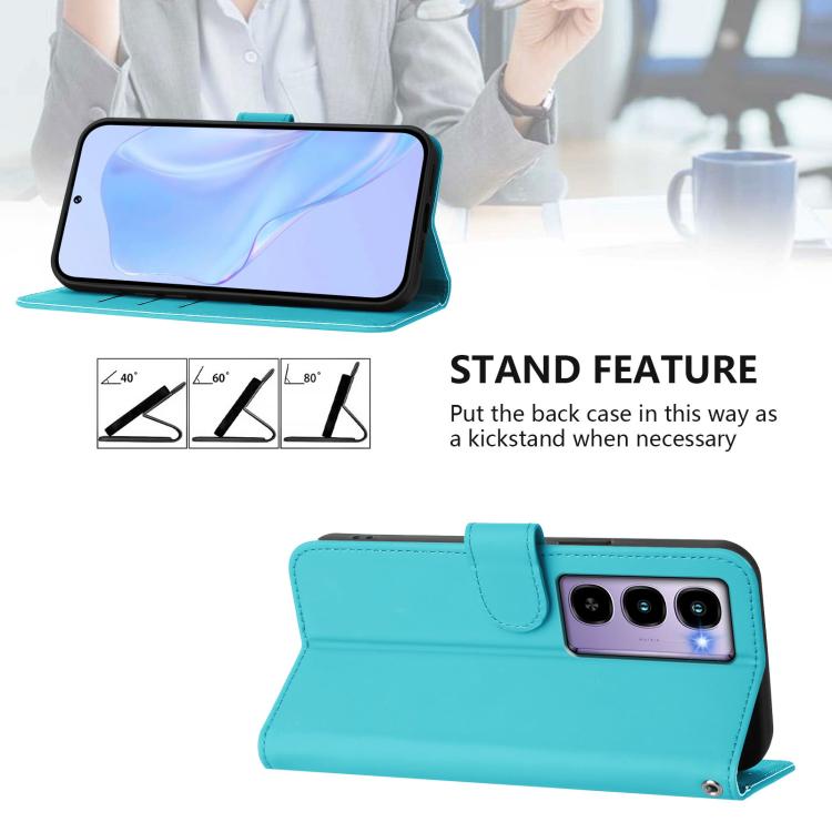 For itel City 100 Skin Feel Solid Color Leather Phone Case with Lanyard