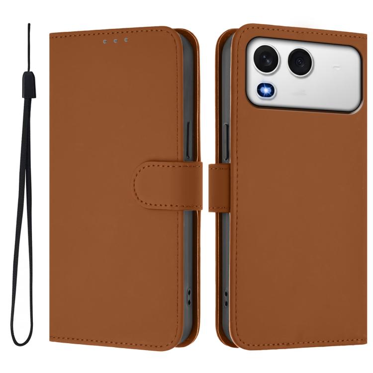 For itel A200 4G/A200+ 4G Global Skin Feel Solid Color Leather Phone Case with Lanyard