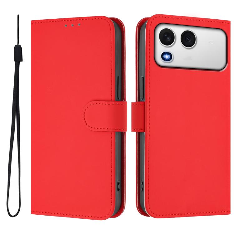 For itel A200 4G/A200+ 4G Global Skin Feel Solid Color Leather Phone Case with Lanyard