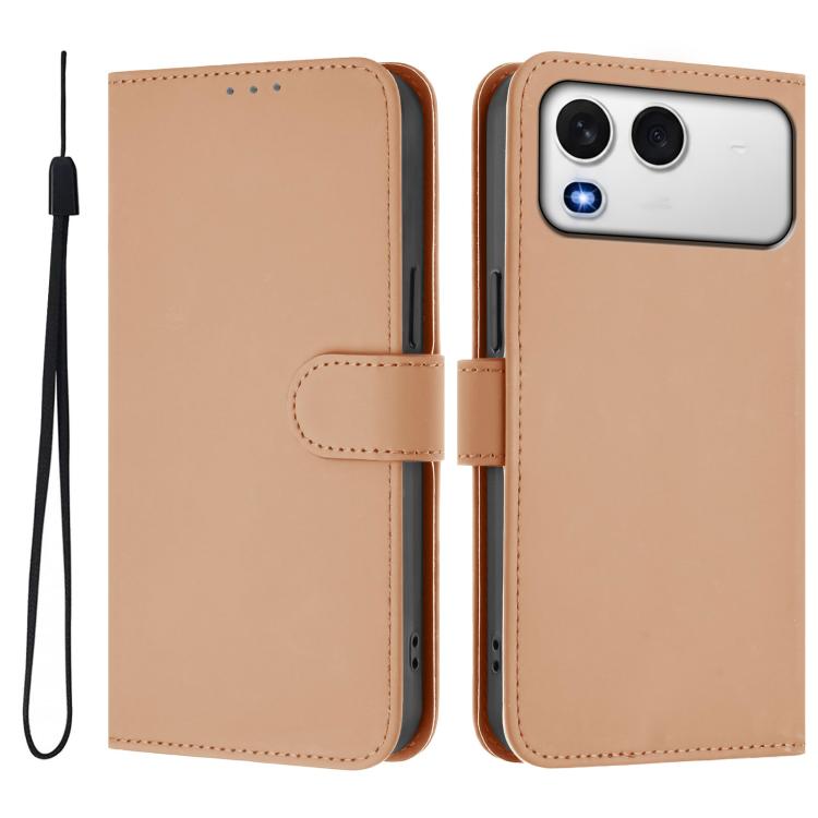 For itel A200 4G/A200+ 4G Global Skin Feel Solid Color Leather Phone Case with Lanyard