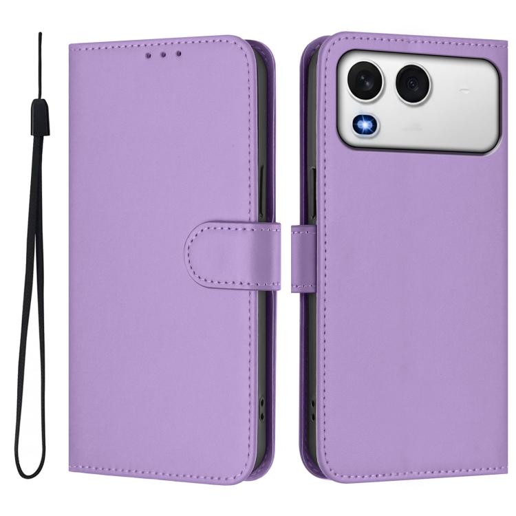 For itel A200 4G/A200+ 4G Global Skin Feel Solid Color Leather Phone Case with Lanyard