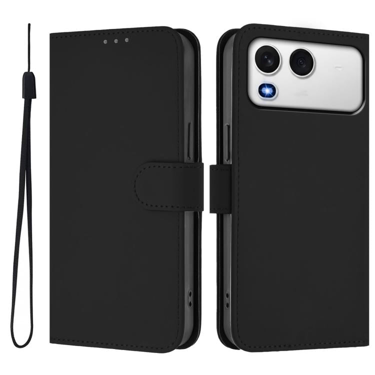 For itel A200 4G/A200+ 4G Global Skin Feel Solid Color Leather Phone Case with Lanyard