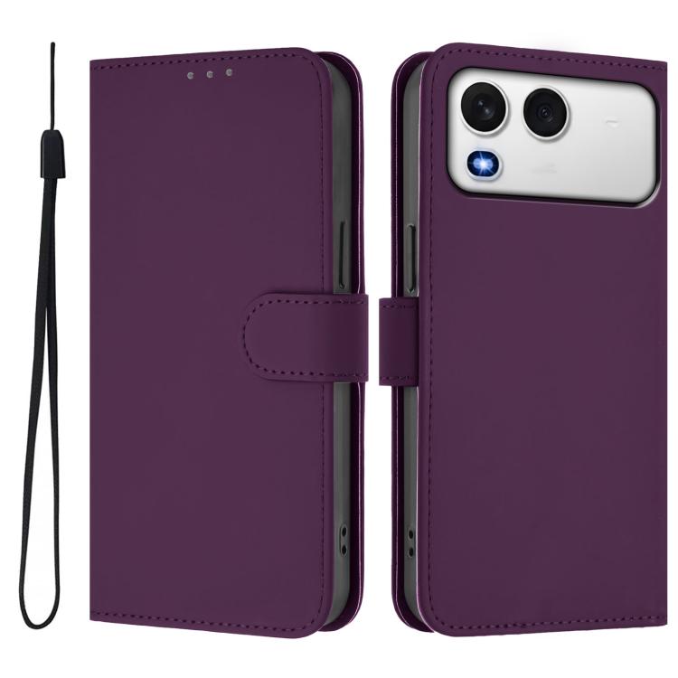 For itel A200 4G/A200+ 4G Global Skin Feel Solid Color Leather Phone Case with Lanyard