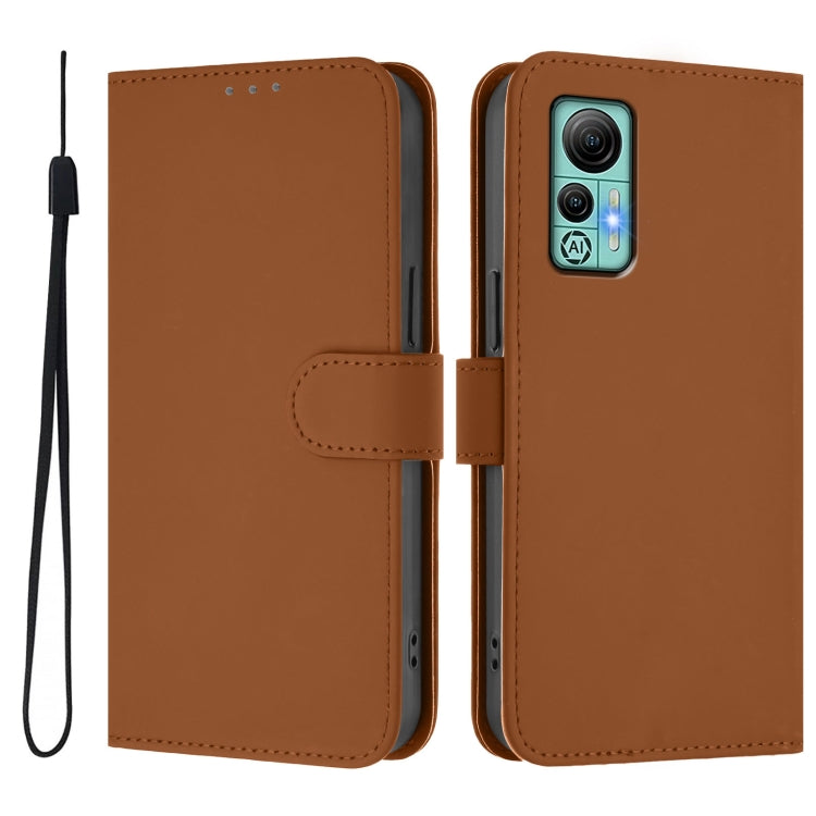 For Ulefone Note 14 Skin Feel Solid Color Leather Phone Case with Lanyard