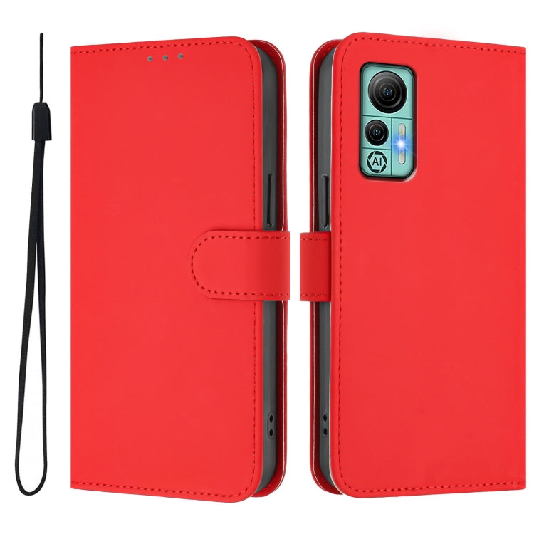 For Ulefone Note 14 Skin Feel Solid Color Leather Phone Case with Lanyard