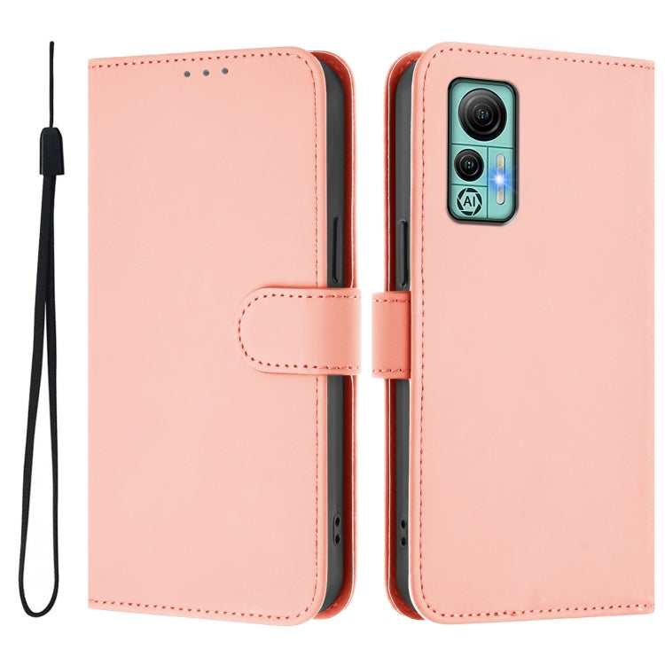 For Ulefone Note 14 Skin Feel Solid Color Leather Phone Case with Lanyard
