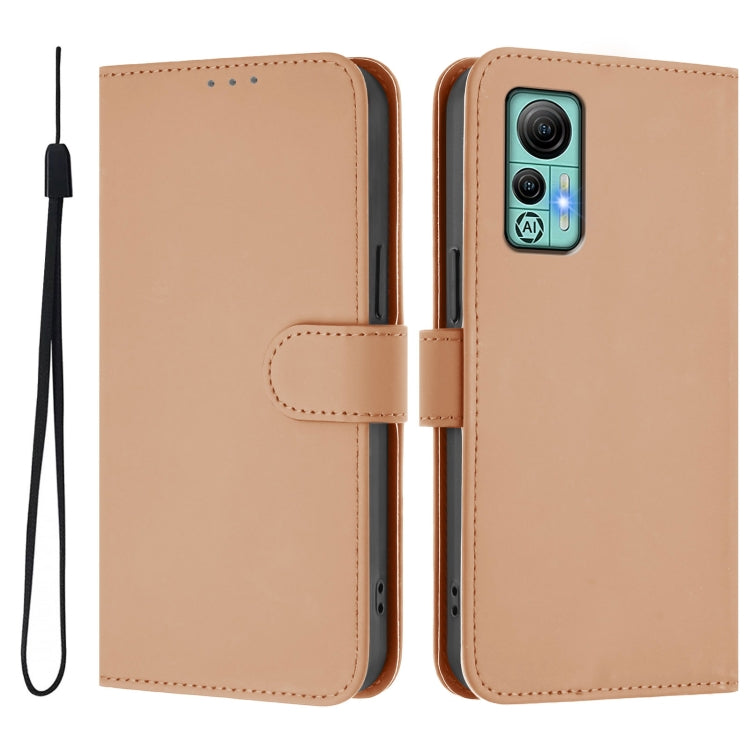 For Ulefone Note 14 Skin Feel Solid Color Leather Phone Case with Lanyard