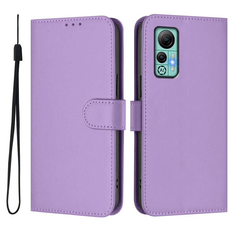 For Ulefone Note 14 Skin Feel Solid Color Leather Phone Case with Lanyard