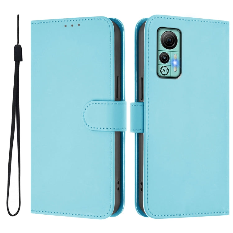 For Ulefone Note 14 Skin Feel Solid Color Leather Phone Case with Lanyard