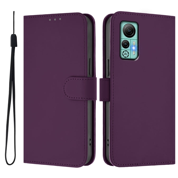 For Ulefone Note 14 Skin Feel Solid Color Leather Phone Case with Lanyard