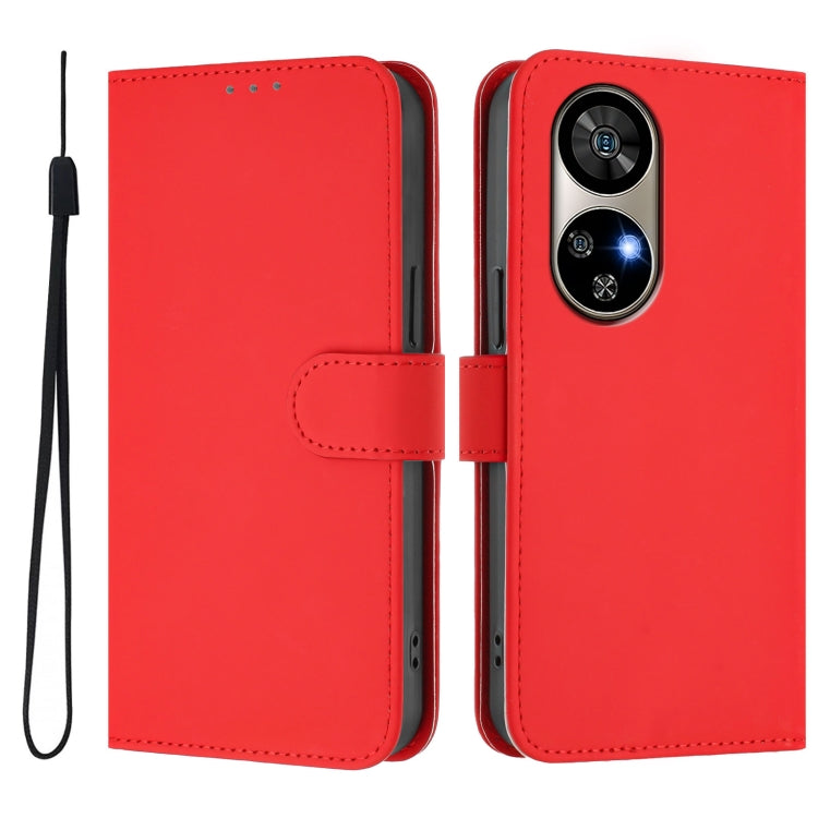 For Ulefone Note 17 Pro Skin Feel Solid Color Leather Phone Case with Lanyard