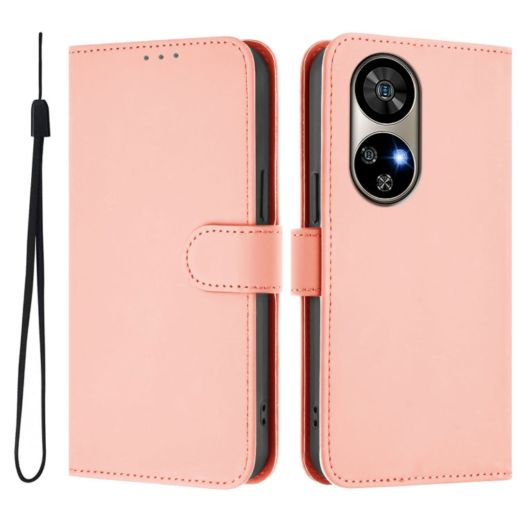 For Ulefone Note 17 Pro Skin Feel Solid Color Leather Phone Case with Lanyard