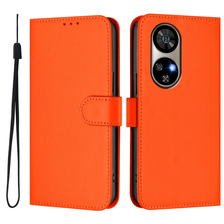 For Ulefone Note 17 Pro Skin Feel Solid Color Leather Phone Case with Lanyard