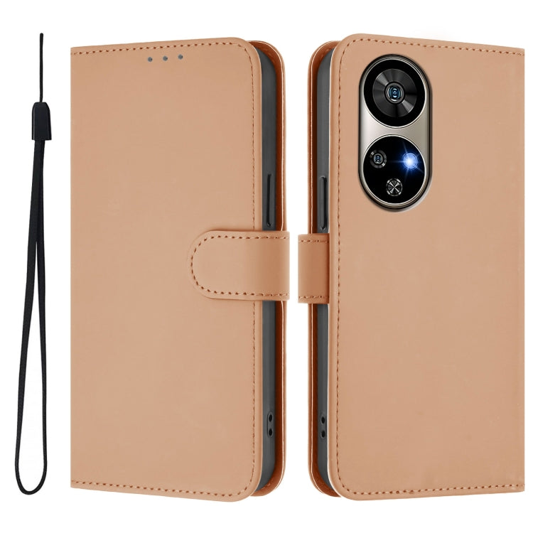 For Ulefone Note 17 Pro Skin Feel Solid Color Leather Phone Case with Lanyard