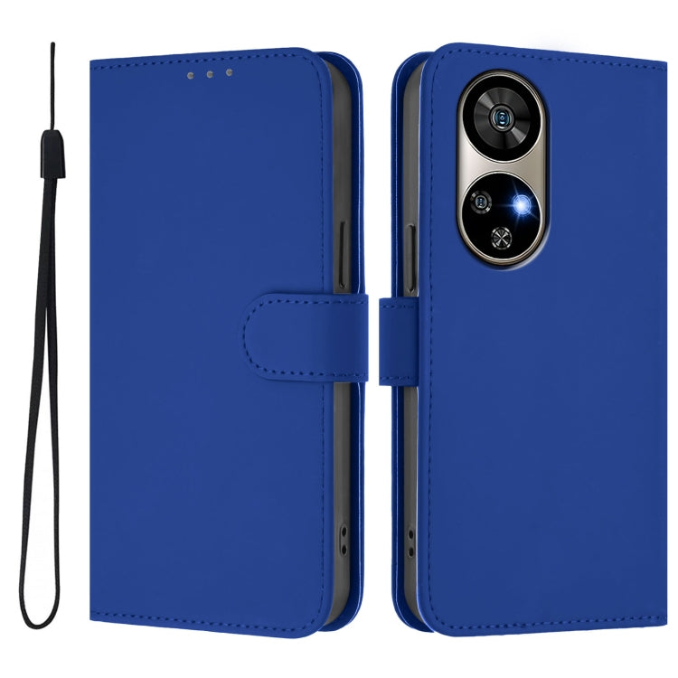 For Ulefone Note 17 Pro Skin Feel Solid Color Leather Phone Case with Lanyard