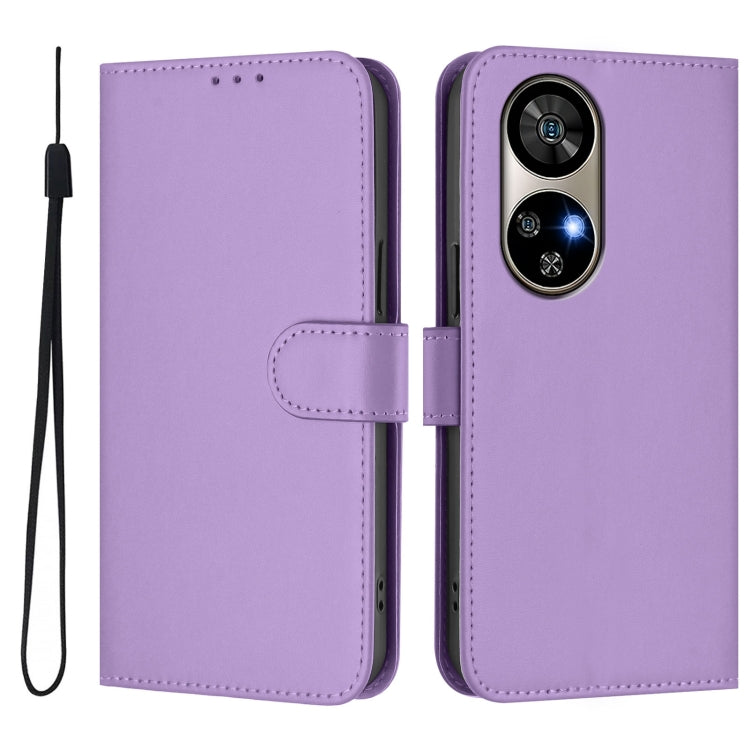 For Ulefone Note 17 Pro Skin Feel Solid Color Leather Phone Case with Lanyard