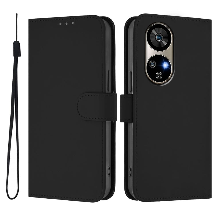 For Ulefone Note 17 Pro Skin Feel Solid Color Leather Phone Case with Lanyard
