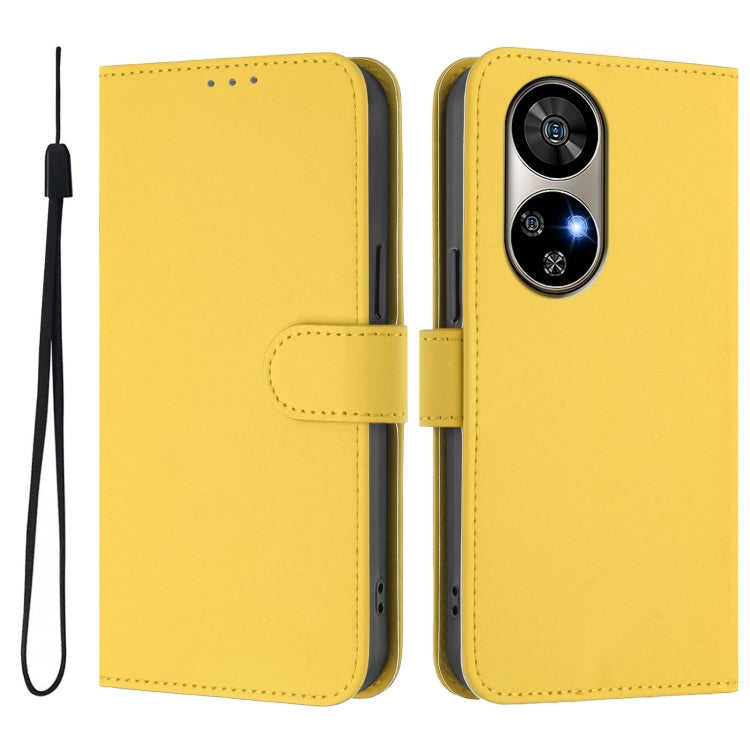 For Ulefone Note 17 Pro Skin Feel Solid Color Leather Phone Case with Lanyard