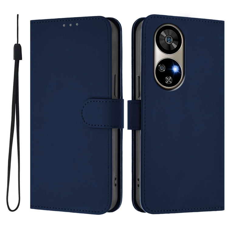 For Ulefone Note 17 Pro Skin Feel Solid Color Leather Phone Case with Lanyard