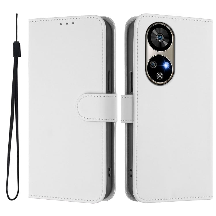 For Ulefone Note 17 Pro Skin Feel Solid Color Leather Phone Case with Lanyard